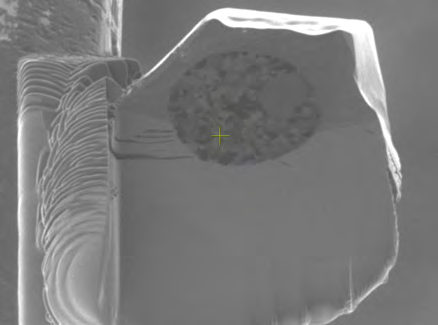 Fig. 2c: Sample reoriented for EBSD analyses and welded to a holder